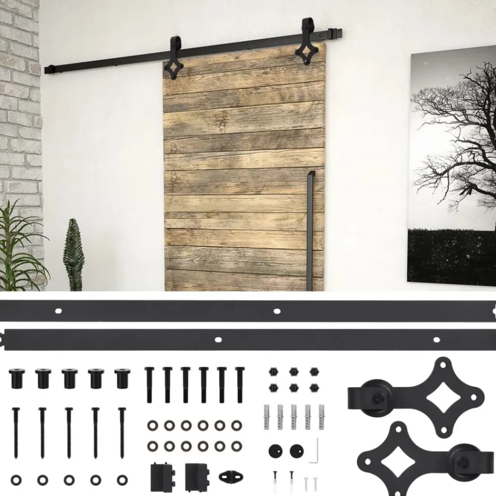 vidaXL Materiales De Construcción-Kit de herrajes para puertas correderas SKIEN acero 183cm