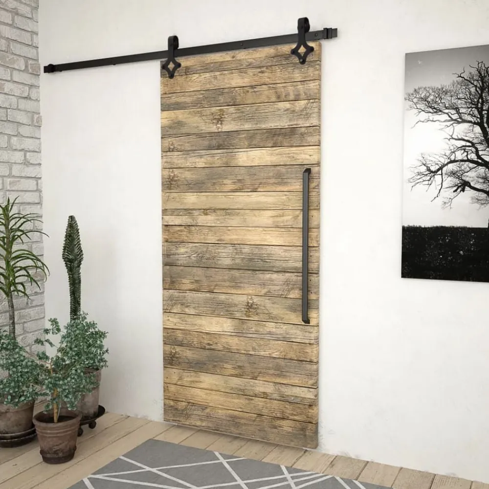 vidaXL Materiales De Construcción-Kit de herrajes para puertas correderas SKIEN acero 183cm