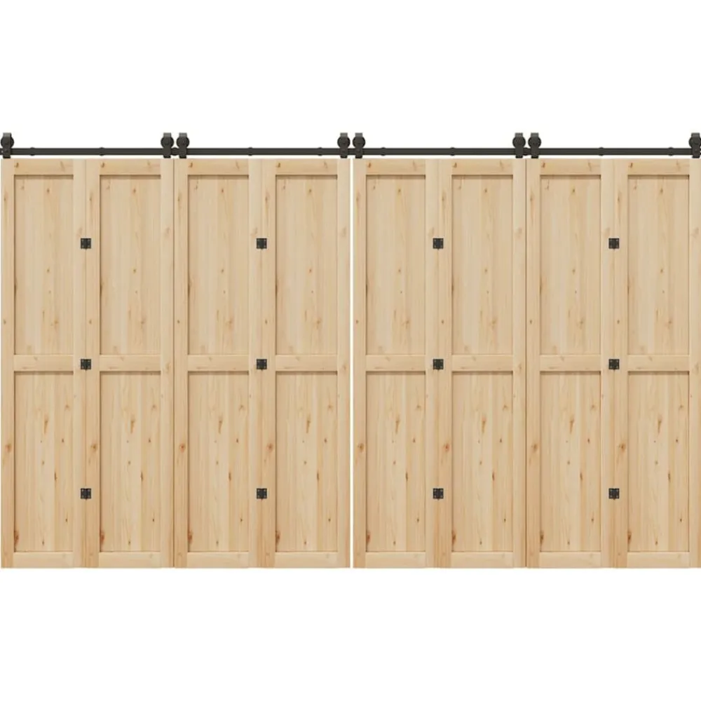 vidaXL Materiales De Construcción-Kit de herrajes para puertas correderas acero negro 366 cm