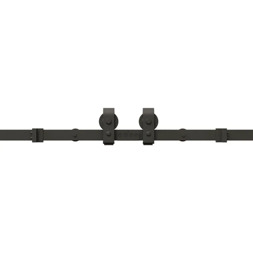 vidaXL Materiales De Construcción-Kit de herrajes para puertas correderas acero negro 366 cm
