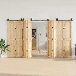 vidaXL Materiales De Construcción-Kit de herrajes para puertas correderas acero negro 366 cm