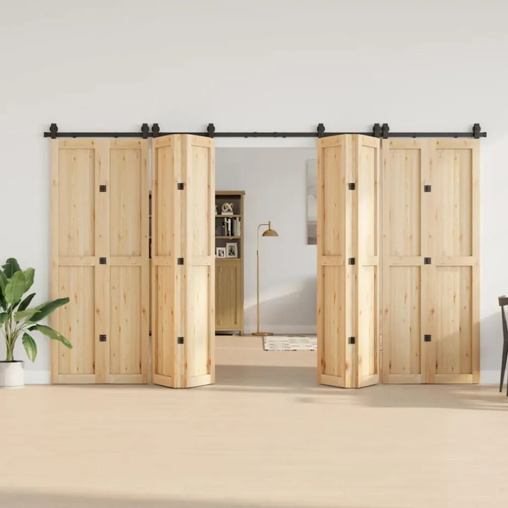 vidaXL Materiales De Construcción-Kit de herrajes para puertas correderas acero negro 366 cm