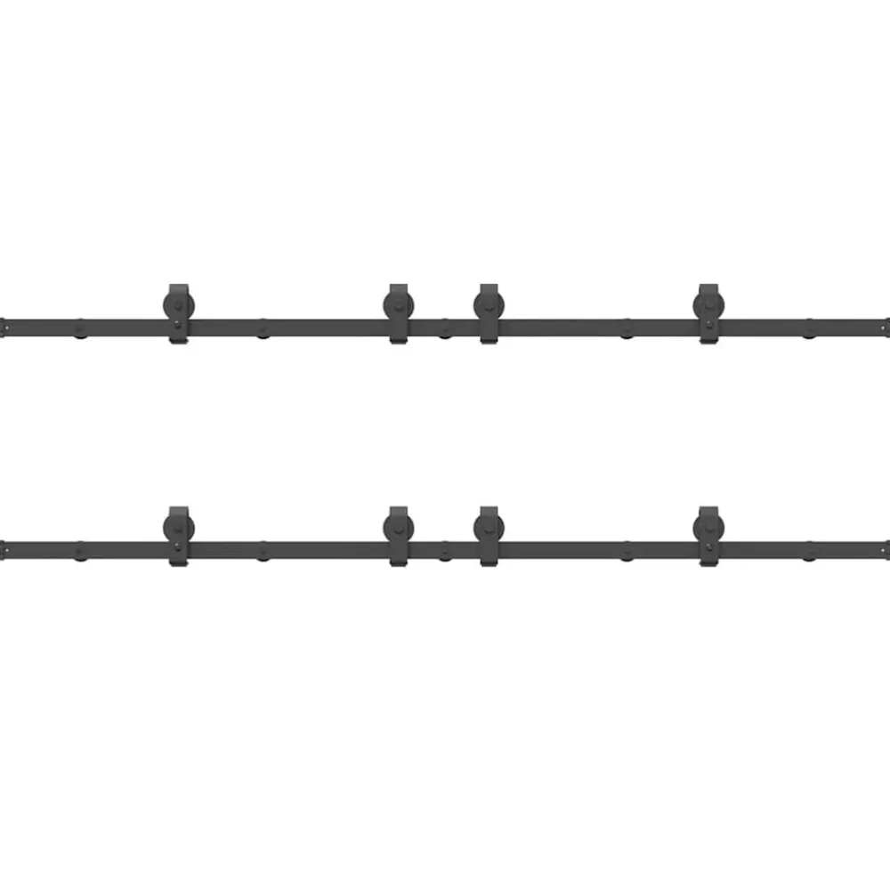 vidaXL Materiales De Construcción-Kit de herrajes para puertas correderas acero negro 366 cm
