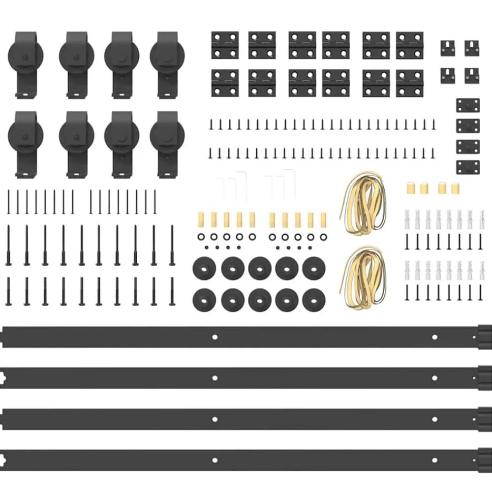 vidaXL Materiales De Construcción-Kit de herrajes para puertas correderas acero negro 366 cm