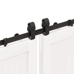 vidaXL Materiales De Construcción-Kit de herrajes para puertas correderas acero negro 366 cm