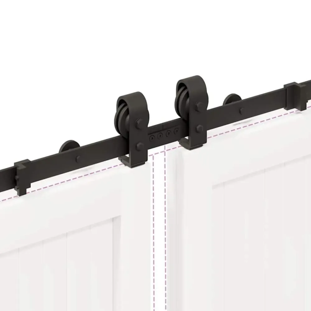 vidaXL Materiales De Construcción-Kit de herrajes para puertas correderas acero negro 366 cm