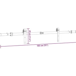 vidaXL Materiales De Construcción-Kit de herrajes para puertas correderas acero negro 183 cm