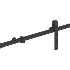 vidaXL Materiales De Construcción-Kit de herrajes para puertas correderas acero negro 183 cm