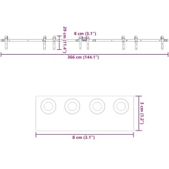 vidaXL Kit de herrajes para puertas correderas acero negro 366 cm Sale