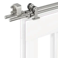 vidaXL Materiales De Construcción-Kit de herrajes para puerta corredera 183 cm acero plateado