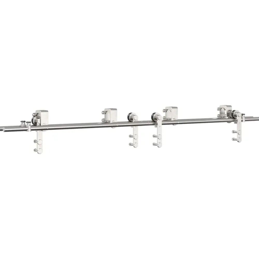vidaXL Materiales De Construcción-Kit de herrajes para puerta corredera 183 cm acero plateado
