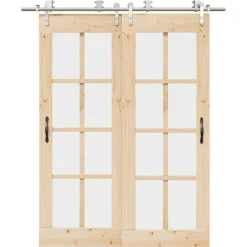vidaXL Materiales De Construcción-Kit de herrajes para puerta corredera 183 cm acero plateado