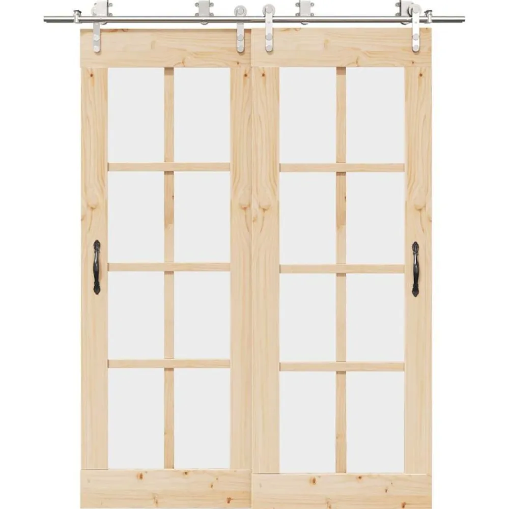 vidaXL Materiales De Construcción-Kit de herrajes para puerta corredera 183 cm acero plateado