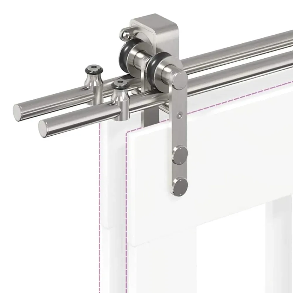 vidaXL Materiales De Construcción-Kit de herrajes para puerta corredera 183 cm acero plateado