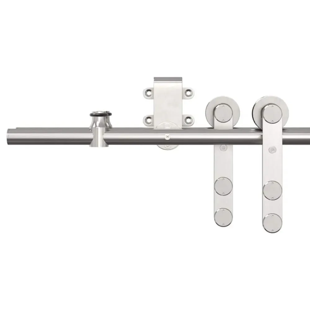 vidaXL Materiales De Construcción-Kit de herrajes para puerta corredera 183 cm acero plateado