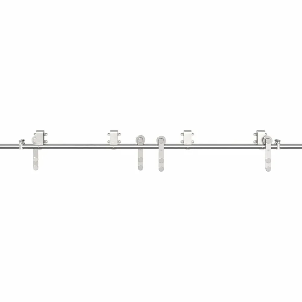 vidaXL Materiales De Construcción-Kit de herrajes para puerta corredera 183 cm acero plateado