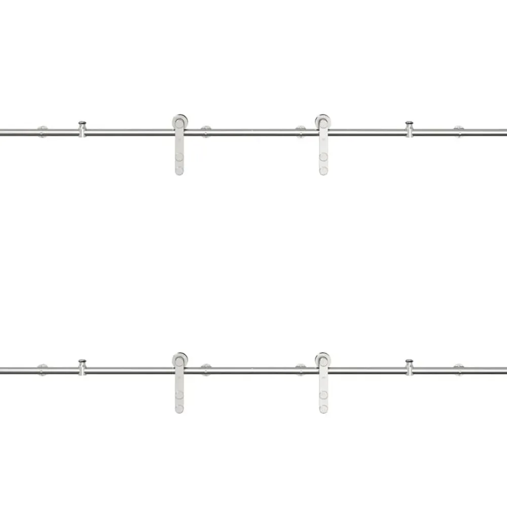 vidaXL Materiales De Construcción-Kit de herrajes para puerta corredera 183 cm acero plateado