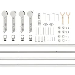 vidaXL Materiales De Construcción-Kit de herrajes para puerta corredera 183 cm acero plateado