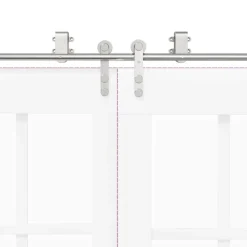 vidaXL Materiales De Construcción-Kit de herrajes para puerta corredera 183 cm acero plateado