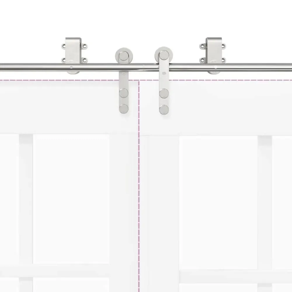vidaXL Materiales De Construcción-Kit de herrajes para puerta corredera 183 cm acero plateado