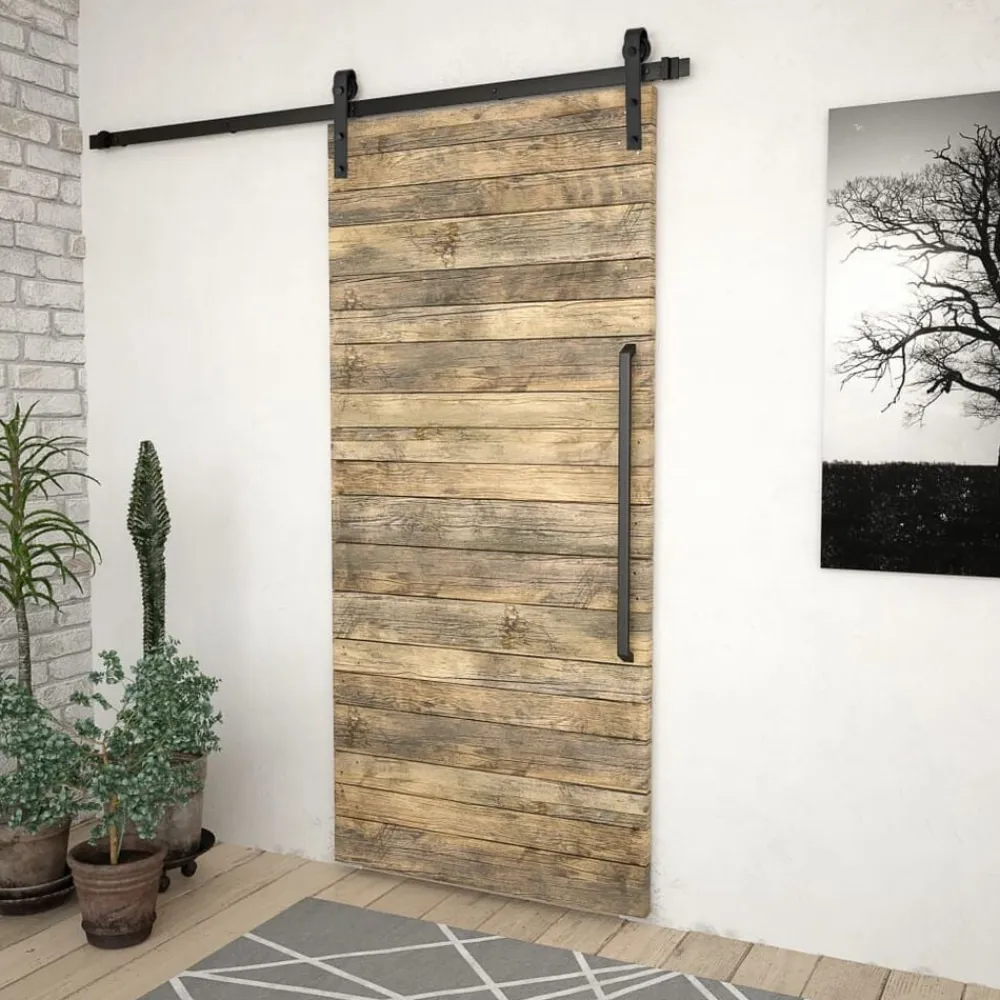 vidaXL Materiales De Construcción-Kit de herrajes para puertas correderas SKIEN acero 183cm