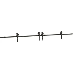 vidaXL Materiales De Construcción-Kit de herrajes para puertas correderas acero negro 366 cm