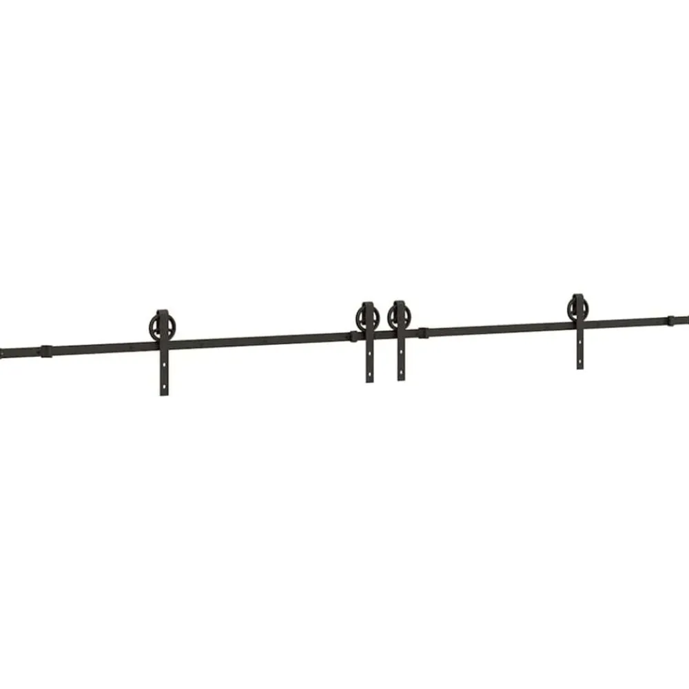 vidaXL Materiales De Construcción-Kit de herrajes para puertas correderas acero negro 366 cm