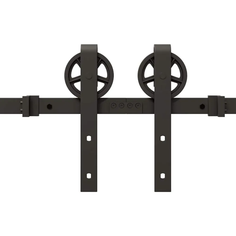 vidaXL Materiales De Construcción-Kit de herrajes para puertas correderas acero negro 366 cm