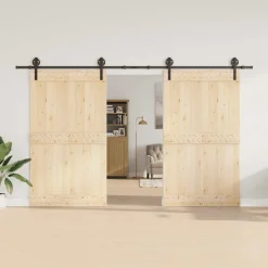 vidaXL Materiales De Construcción-Kit de herrajes para puertas correderas acero negro 366 cm