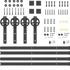 vidaXL Materiales De Construcción-Kit de herrajes para puertas correderas acero negro 366 cm