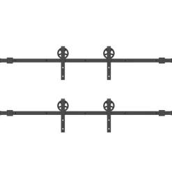 vidaXL Materiales De Construcción-Kit de herrajes para puertas correderas acero negro 366 cm