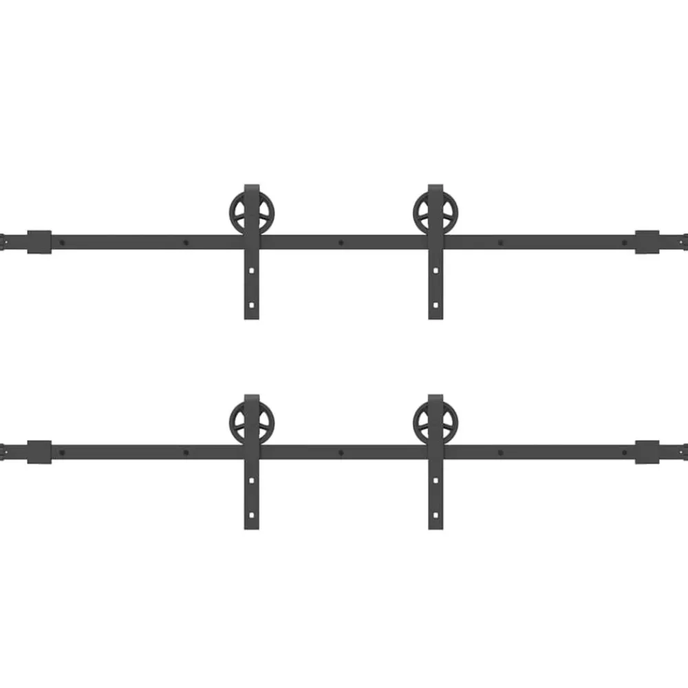 vidaXL Materiales De Construcción-Kit de herrajes para puertas correderas acero negro 366 cm