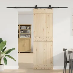 vidaXL Materiales De Construcción-Kit de herrajes para puertas correderas acero negro 213,5 cm