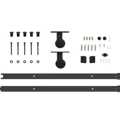 vidaXL Materiales De Construcción-Kit de herrajes para puertas correderas acero negro 213,5 cm