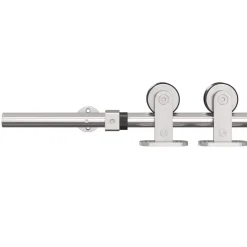 vidaXL Materiales De Construcción-Kit de herrajes para puerta corredera 183 cm acero plateado