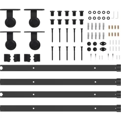 vidaXL Materiales De Construcción-Kit de herrajes para puertas correderas acero negro 152,5 cm