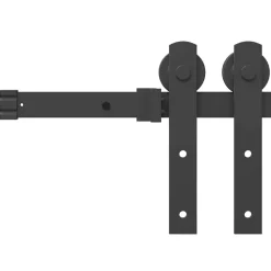 vidaXL Materiales De Construcción-Kit de herrajes para puertas correderas acero negro 183 cm