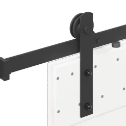 vidaXL Materiales De Construcción-Kit de herrajes para puertas correderas acero negro 183 cm