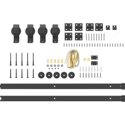 vidaXL Materiales De Construcción-Kit de herrajes para puertas correderas acero negro 183 cm