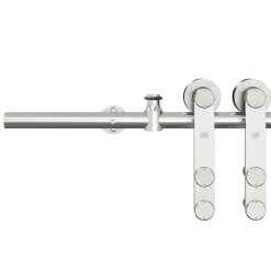 vidaXL Kit de herrajes para puerta corredera 183 cm acero plateado Discount