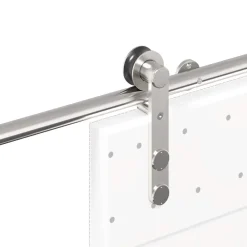 vidaXL Kit de herrajes para puerta corredera 183 cm acero plateado Discount