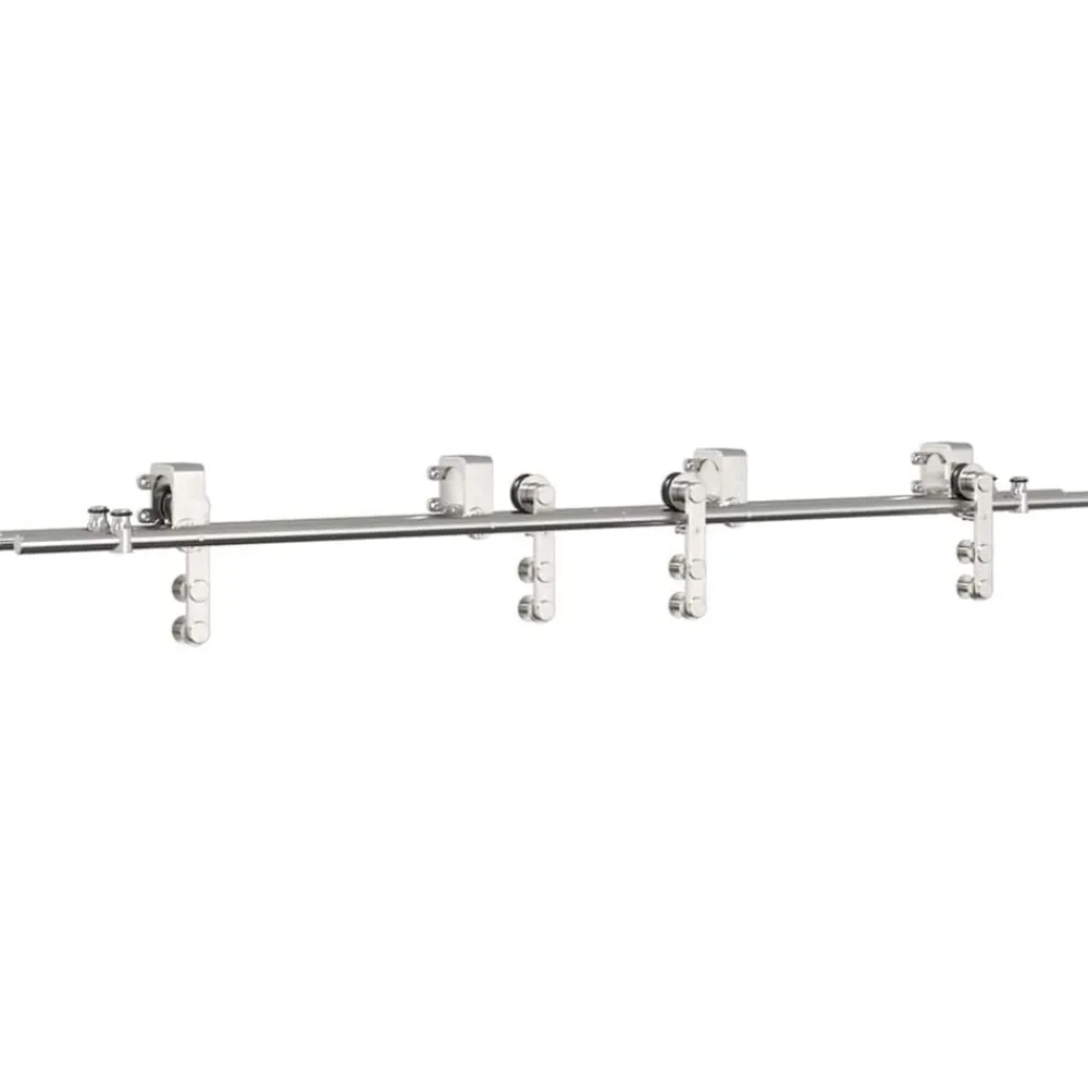 vidaXL Materiales De Construcción-Kit de herrajes para puerta corredera 183 cm acero plateado