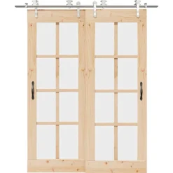 vidaXL Materiales De Construcción-Kit de herrajes para puerta corredera 183 cm acero plateado