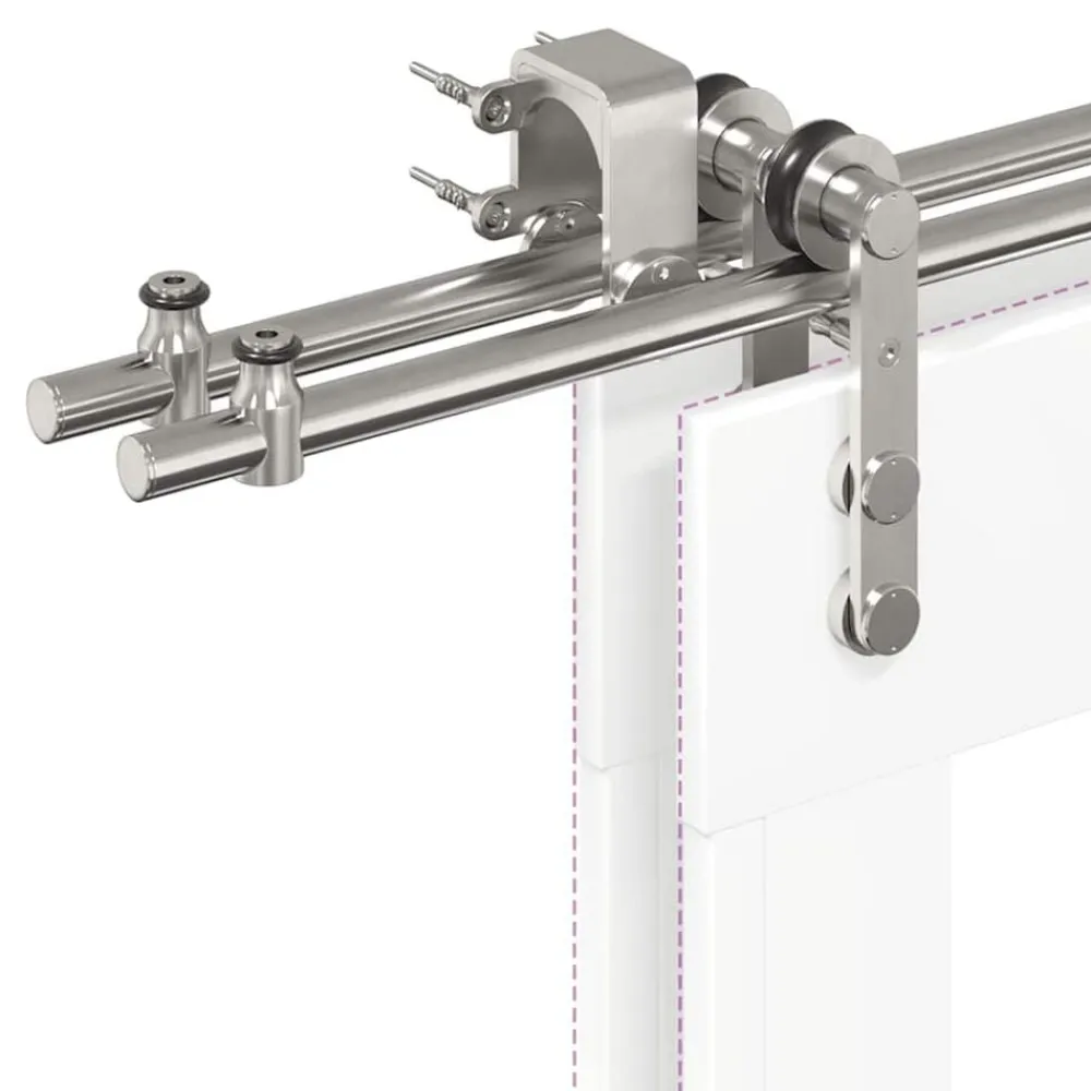 vidaXL Materiales De Construcción-Kit de herrajes para puerta corredera 183 cm acero plateado