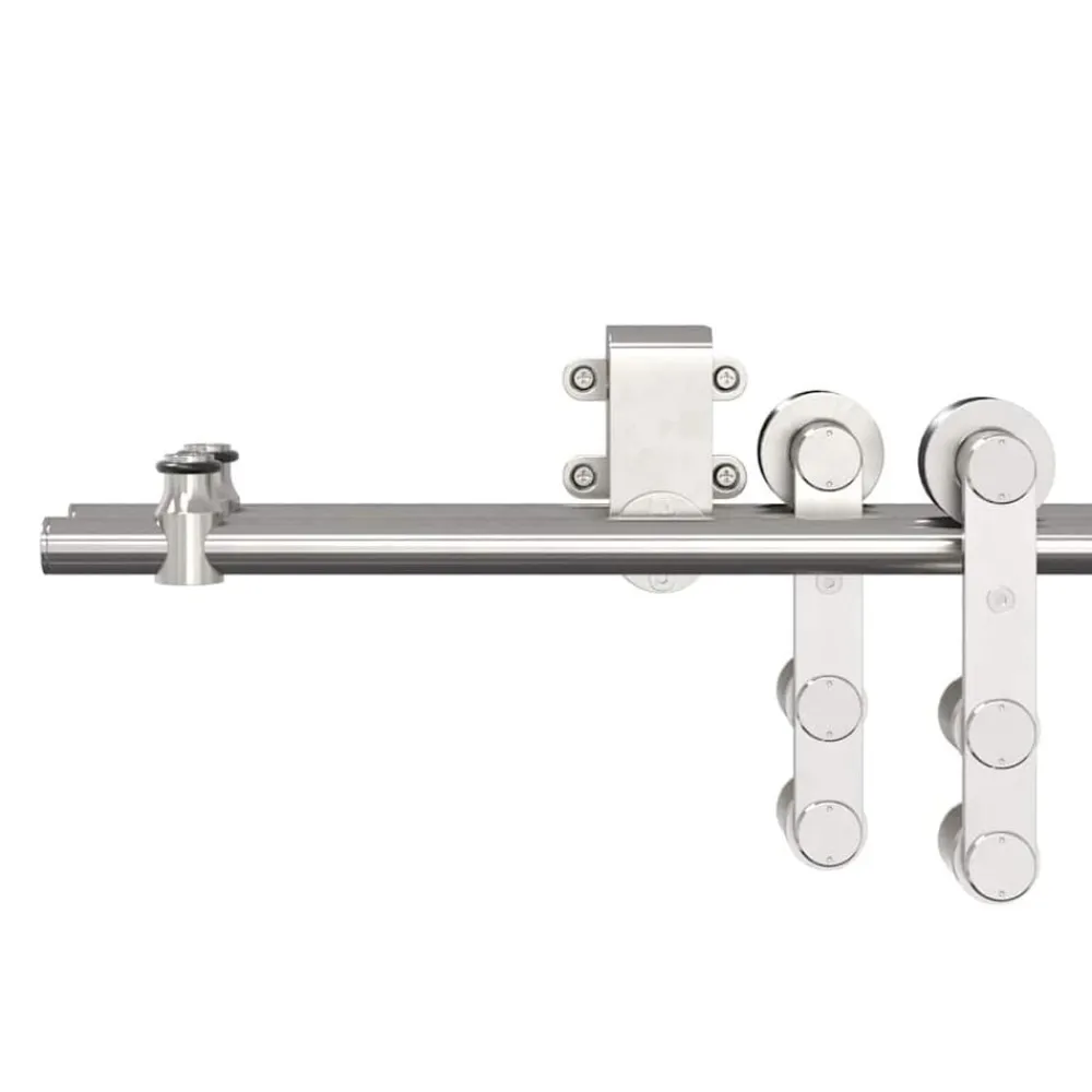 vidaXL Materiales De Construcción-Kit de herrajes para puerta corredera 183 cm acero plateado