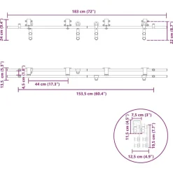 vidaXL Materiales De Construcción-Kit de herrajes para puerta corredera 183 cm acero plateado