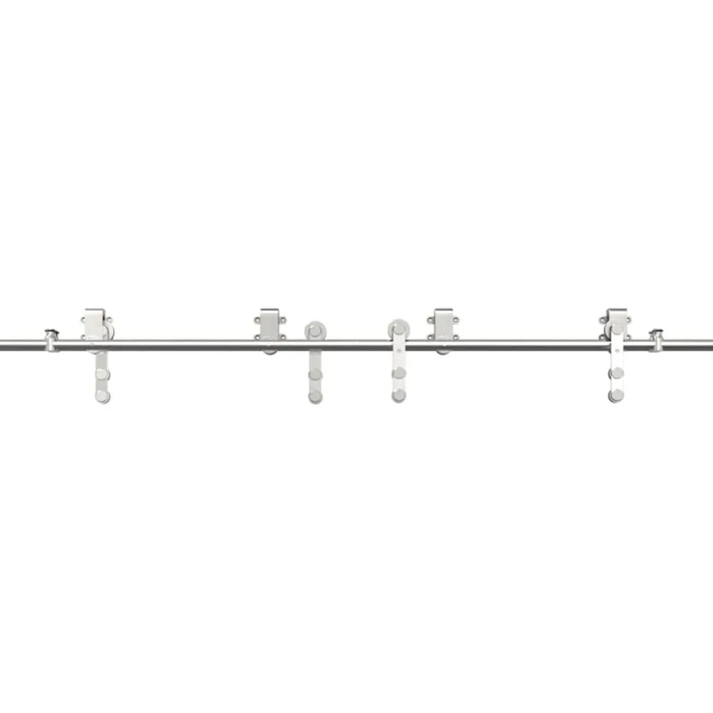 vidaXL Materiales De Construcción-Kit de herrajes para puerta corredera 183 cm acero plateado