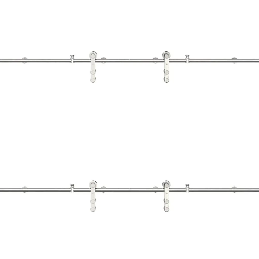 vidaXL Materiales De Construcción-Kit de herrajes para puerta corredera 183 cm acero plateado