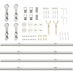 vidaXL Materiales De Construcción-Kit de herrajes para puerta corredera 183 cm acero plateado