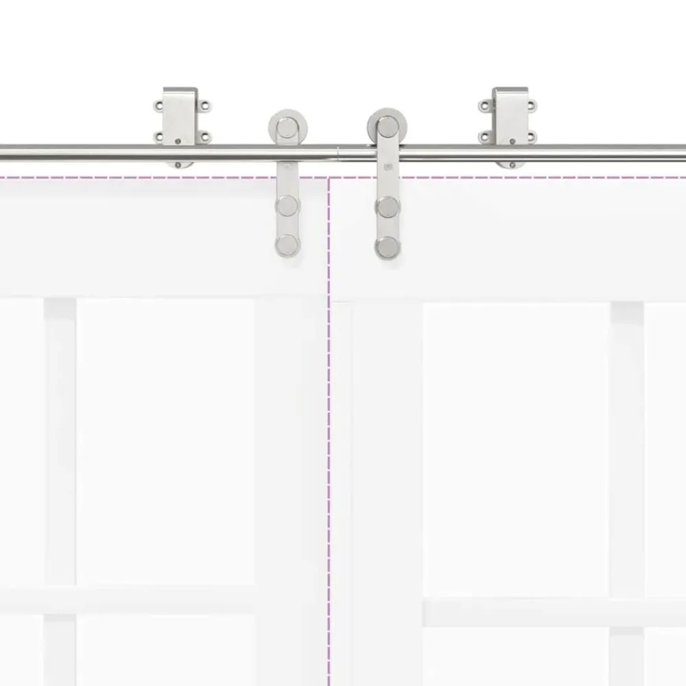 vidaXL Materiales De Construcción-Kit de herrajes para puerta corredera 183 cm acero plateado